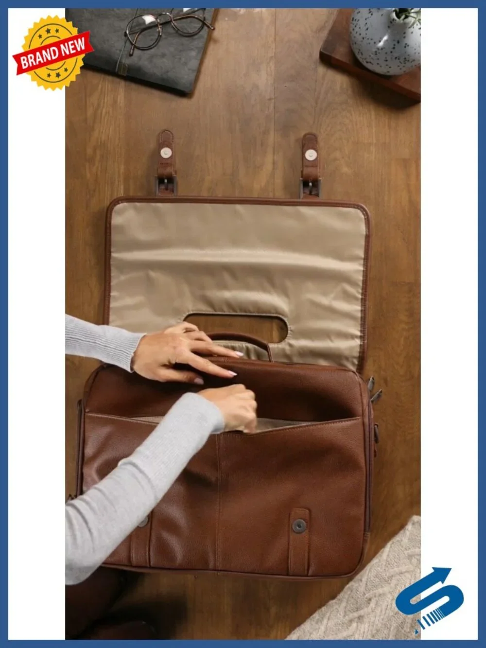 Leather Laptop Briefcase Travel Messenger Bag Business Satchel